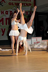 Dancing gals stretched upskirts